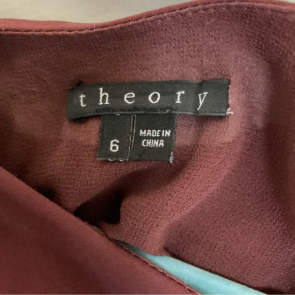 🍷Theory Silk Side Tie Dropped Waist Dress Burgundy 6🍷 - Picture 3 of 3